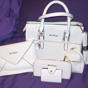 Mei & ge white 5 piece ladies handbag set brand new